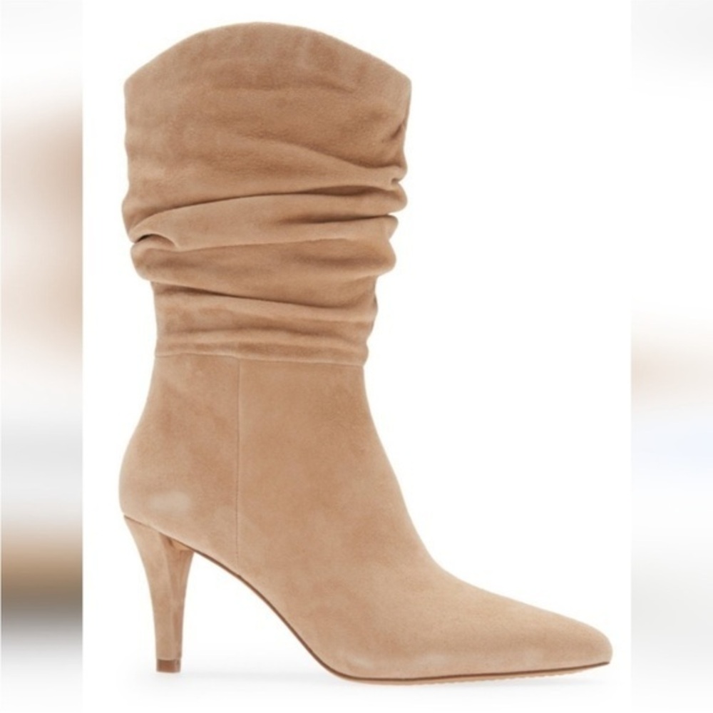 Vince Camuto Sonbela Mid Calf Tan Suede Pointed Toe Slouchy Boots - Size 11m